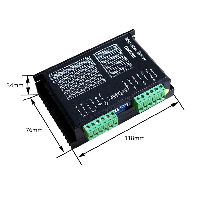 DM556 Stepper Motor Driver, DC 20-50V 5.6A DSP Digital Stepper
