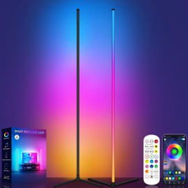 Tyute Corner Floor Lamp, RGB LED Corner Lamp with Music Sync, Smart App and Remote Control Color Changing Ambience Light, 16 Million Colors for Bedroom, Living Room Gaming Room (2pcs)