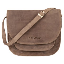 STILORD 'Willow' Women's Shoulder Bag Leather Handbag Women Ladies Evening Bag Leisure Bag Genuine Vintage Leather, Medium - Brown, shoulder bag