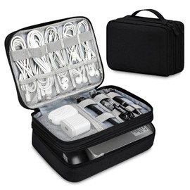 Organizador Portátil Electrónicos, Estuche para Cables Bolsa para Accesorios Electrónicos Organizador de Cables para Viaje para Discos Duros, Cables USB, Auriculares, Cargadores, Tarjeta SD (Negro)