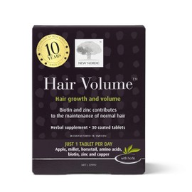 New Nordic Hair Volume, 30 Tablets Hair Growth Supplement, Biotin and Naturally Sourced Ingredients, Helps Reduce Hair Shedding