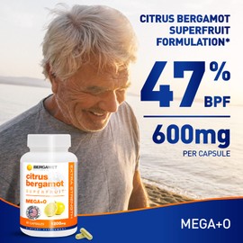 BergaMet Citrus Bergamot Supplement, 170:1 Extract, 1200mg per Serving, 80% Polyphenols, Italian Citrus Bergamot Supplement for High Cholesterol, 180 Capsules, 3 Months, Made in The USA