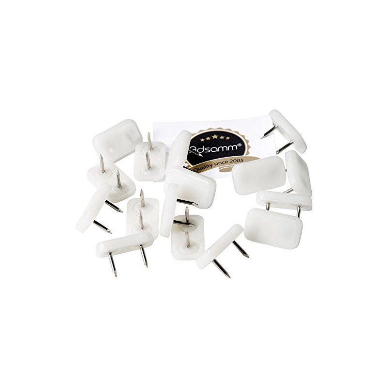 Adsamm® 16 x Plastic Gliders with 2 Nails / White