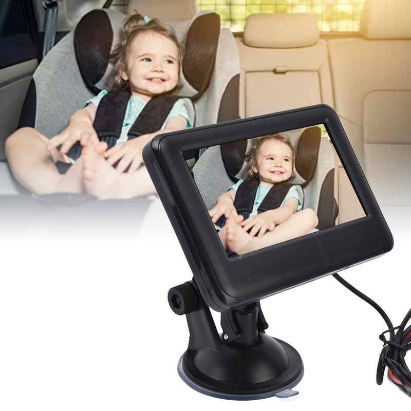 Baby Car Safety View Mirror Adjustable 4.3in Shatterproof Baby Car