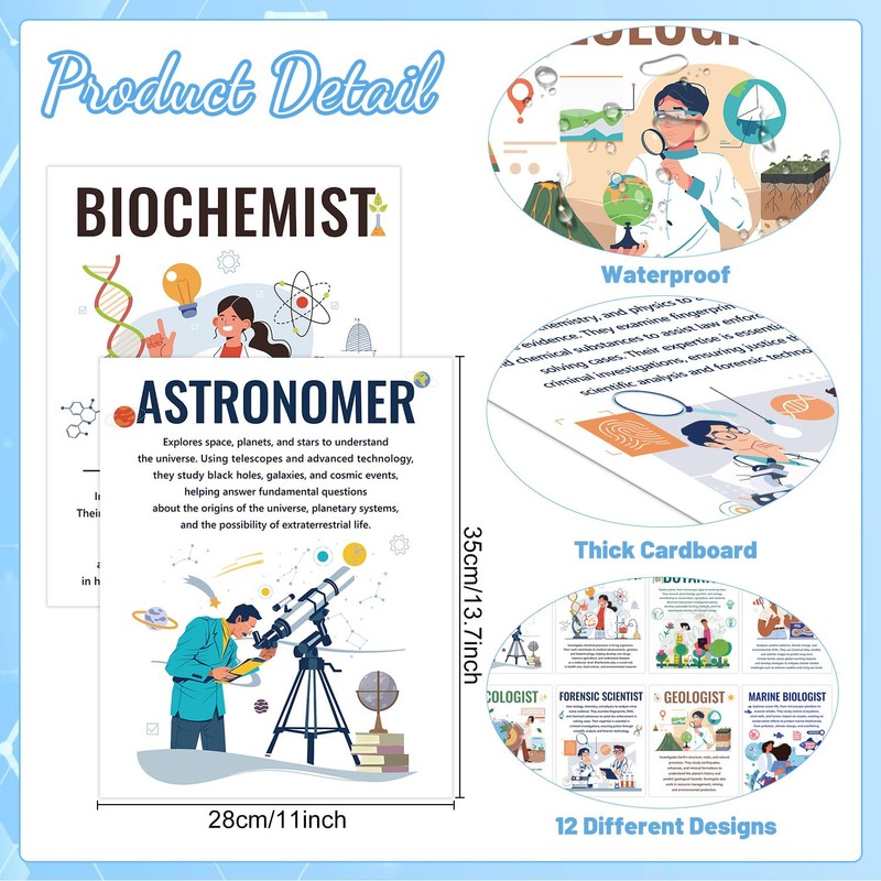 Aposwow Science Classroom Decor Posters - 12Pcs Science Career Posters