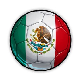 Mexico Soccer Futbol Mexicano Ball with Flag - 5" Vinyl Sticker - for Car Laptop I-Pad - Waterproof Decal