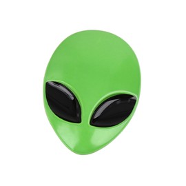 TUCKBOLD Green 3D Alien Head Shaped Metal Car Body Decorative Emblem Badge Decal Sticker Automotive Parts