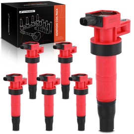 A-Premium (Red) Engine Ignition Coil Pack Compatible with Hyundai Sonata, Santa Fe, Azera, Veracruz, Entourage, Genesis, Genesis Coupe & Kia Sorento, Sedona, Cadenza, Borrego, Amanti, 6-PC Set