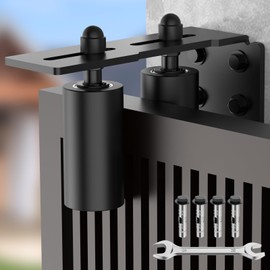 YogePote Heavy Duty Slide Gate Roller Guide with Steel L Rear Post Bracket, Adjustable Nylon Roller Guide, Rolling Gate Hardware kit for Sliding Door, Rolling Door, Wood Door (Black-1pc, 4in)