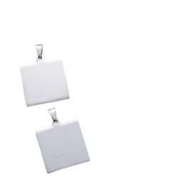 PandaHall 5pcs 304 Stainless Steel Square Blank Stamping Tag Pendants Etching Engraving Tags Charm with Pinch Bail 35x30x1.8mm for Dangle Jewelry Making Pet Dog Name ID Tags