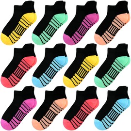 TRAMLE Girls Sports Cotton Socks,12 Pairs children 1-13 years colorful mesh breathable and comfortable socks for toddler kid