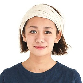 CHARM - Diadema de algodón orgánico unisex, banda ancha para el cabello, elástico para ejercicio, moda quimioterapia, color crema M
