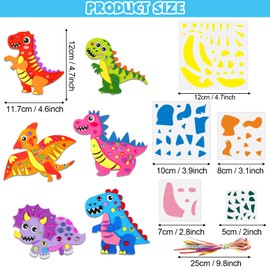 Qyeahkj 24 Sets Dinosaur Crafts Kit for Kids Dinosaur Foam Arts Gifts with Magnet Cartoon Foam Sticker Craft Projects for Toddlers Home Class Fun Game Activities Birthday Party Favors Supplies