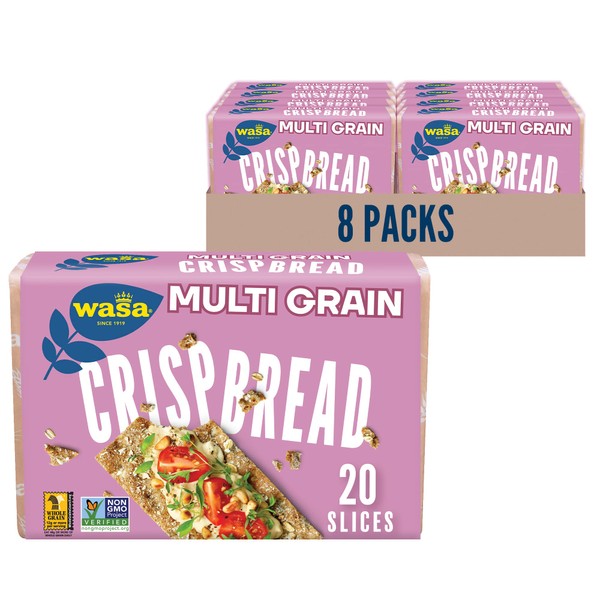 Wasa Multi Grain Crispbread, 9.7 oz (Pack Of 8), Multigrain Crackers, Non-GMO Ingredients, Good Source Of Fiber, Fat Free, No Cholesterol