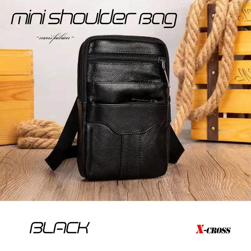 X-cross Cross Cross Smartphone Pouch, Shoulder Bag, Men's, Outdoors, Leather,