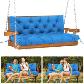 Porch Swing Cushions with Backrest Waterproof 2-3 Person Seat Thickened 5" Outdoor Swing Cushions Patio Swing Cushions for Outdoor Garden Backyard Bench Furniture (Peacock Blue-60x40x5)