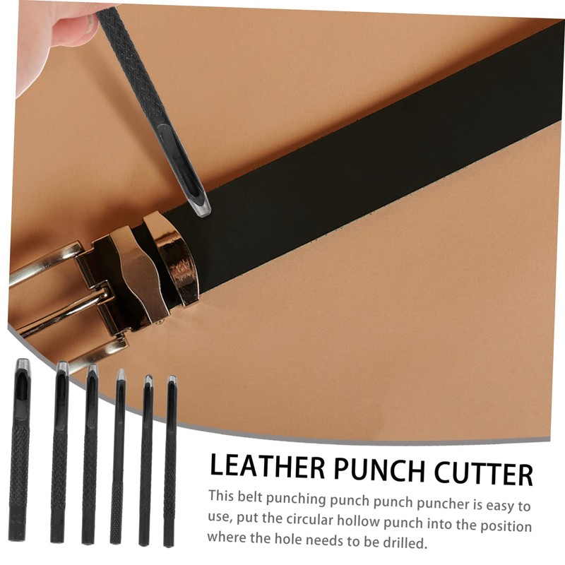 WOONEKY 6pcs Leather Belt Hole Puncher Heat Treated Punch Tool