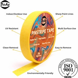 DOAY 5 Rolls Pinstripe Tape - Masking Tape 1/16", 1/8", 1/4", 1/2", 3/4" - Thin Painters Masking Automotive Tape for DIY, Car, Auto, Paint, Art, Tumblers (Yellow)