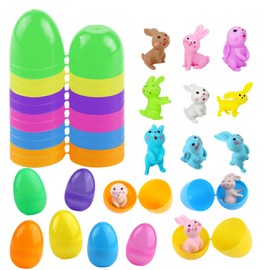 RobLuX 24 Stück Ostereier Plastik Draußen Bunte Ostereier Bunte Plastik Plastik Ostereier zum Befüllen Osterdekorationen Zum Füllen von Überraschungen Süßigkeiten und Kindergeschenken an Ostern