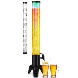 Beer Giraffe Dispenser, 100oz/3.2 qt Mimosa Tower Dispenser with Ice Tube and LED Light, 3L Tabletop Drink Tower Dispenser for Beer, Margarita, Liquor, Beverage