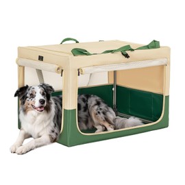 A4Pet Soft Dog Crate - 36 Inch with Adjustable Stainless Steel Frame, Lightweight, Durable and Collapsible, Foldable Dog Kennel with 3-Door