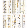 10 Sheets Temporary Feather Tattoos Bracelet Tattoos Gold and Silver