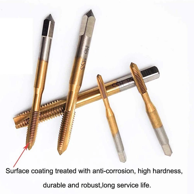 Qisf Ratchet T-Handle Tap Wrench Set with 5 Titanium Taps