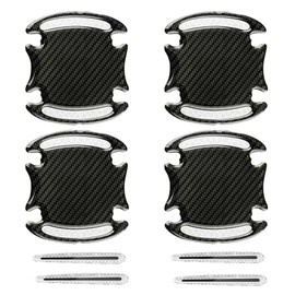 Polcatay 8 PCS Car Door Handle Protector, Carbon Fiber Decoration Door Bowl Anti-Scratch Paint Protection Device, Reflective Warning Flexible Waterproof Sticker, for Most Cars Trucks (White)