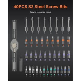 42 in 1 Magnetic Screwdriver Set, Ratchet Screwdriver Set, Multi Bit Drive Set with Detachable Ratchet Handle, Portable Compact DIY Repair Tool Kit for Furniture, Bicycle, Computer, Orange