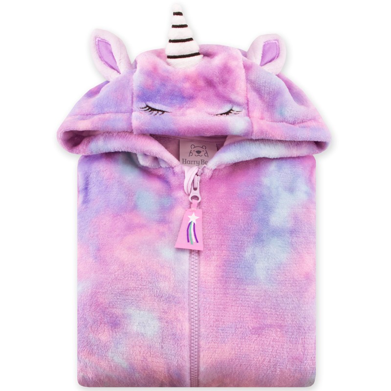 Harry Bear Girls Unicorn Onesie With 3D Ears - Purple,