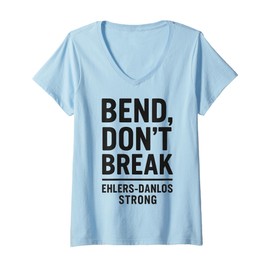 Womens Bend Don’t Break Ehlers-Danlos Strong Zebra Awareness V-Neck T-Shirt