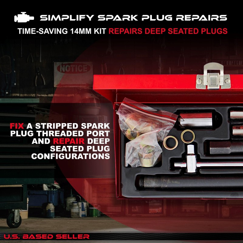 ABN Spark Plug Thread Repair Rethreading Set, 14mm Metric –