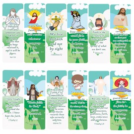 NewEights New Testament Scriptures On Faith Bookmarks (2-Sets X 6 Cards) - Daily Motivational Card Set – Collection Set Book Page Clippers – Ideal for Church Events Sunday Worship Ministries