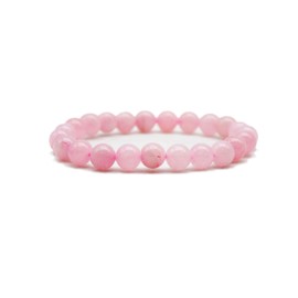 DOJA Barcelona Rose Quartz Bead Bracelet, Pearl Bracelet, 8 mm Balls, Pack 1, Elastic Bracelets Minerals, Rock Crystal, Energy Bracelet, Healing Stones, Chakra Bracelet Women / Men
