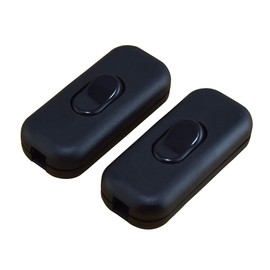 Inline Cord Switch AC 250V 6A On-Off DPST Control Rocker Switch for Bedroom Table Lamp Desk Light, Black (2 Pack)