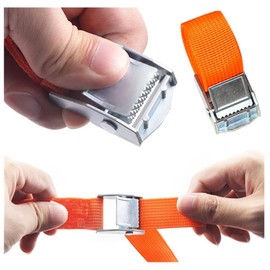 Wanfoou 12 Pack Tie Down Straps, Lashing Straps1 m Heavy Duty Lashing Secure Strap Adjustable Pull Cinch Strap for Motorcycle, Bike, Trucks, Trailer, Cargo, Luggage(Orange)