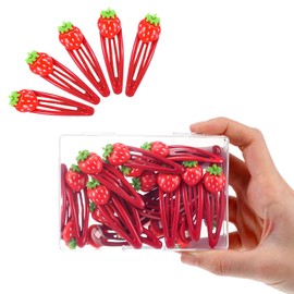 Nogeqi 20PCS Strawberry Hair Clips, Cute Fruit Hair Barrettes, Red Metal Snap Hairs Clips, Decorative Strawberry Hairs Accessories for Women Girls Toddlers Sweet Bangs