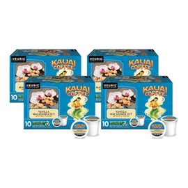 Kauai Coffee K-Cup Pods - Vanilla Macadamia Nut Flavor – Premium Arabica, 10 CT (Pack of 4)