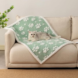 Yaning Waterproof Blanket for Dog Puppy Cat, Cute 3D Textured Paw Dog Blanket for Bed Couch Sofa, Soft Liquid Pee Proof Pet Blanket for Furniture Protector, 30"x40", Green