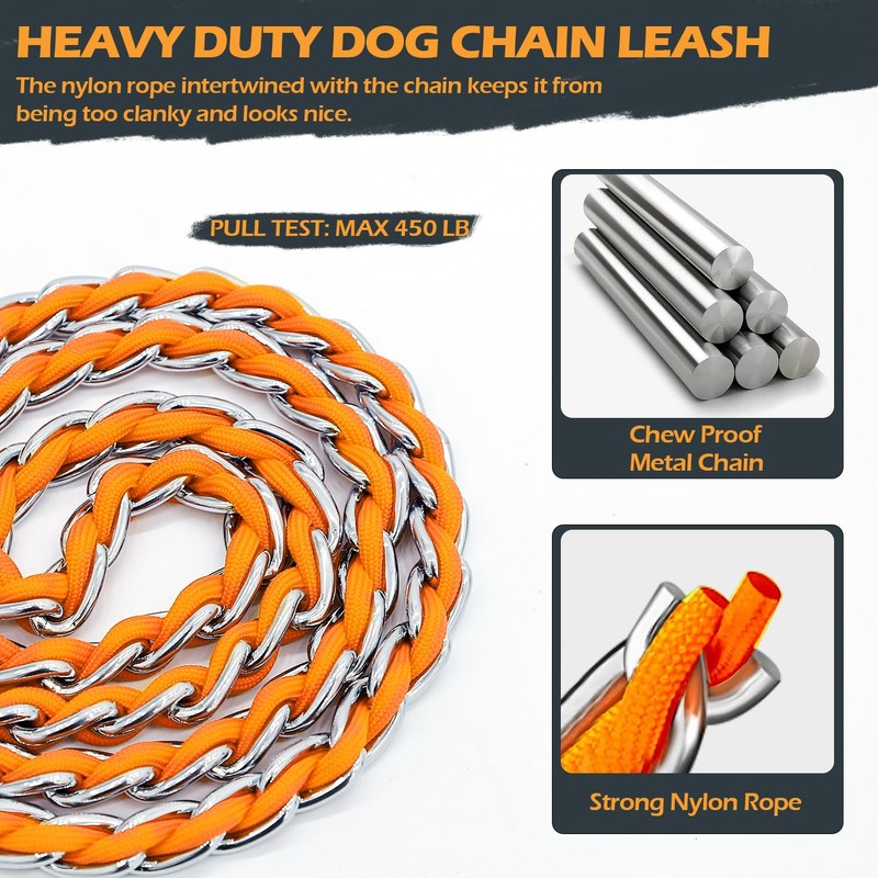 S-ETOVUS Dog Leash Chew Proof, Chain Leash Anti Chew Dog