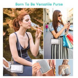 nuoku Small Crossbody Bags for Women, Mini Cell Phone Purse, Removable Rfid Blocking Card Holder, silver purse for women