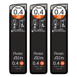 Pentel Ain AMZ-XC2842B3P Mechanical Lead, 0.02 inches (0.4 mm), 2B, 3 Pieces