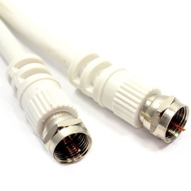 kenable Satellite F Connector Plug to Plug 75 ohm RG59 Cable White Lead 0.5m 50cm [0.5 metres]