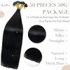 LaaVoo Bonded Real Hair Extensions, Keratin, Remy Hair, Black, 45