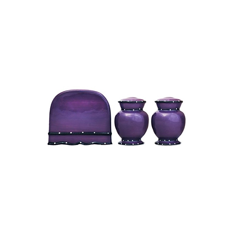 ACK Ceramic Hand Painted Tuscany Purple Ruffle Refillable Napkin Holder,