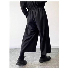 OYOANGLE Men's Skirt Pants Tie Waisted Wide Leg Cropped Harem Pants Y2k Hipple Trousers Black Small