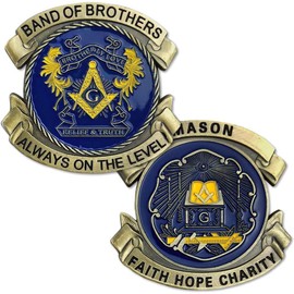 Freemason Challenge Coin, Masonic Coin Blue Lodge Freemasonry Collectible Gift, Symbolizing Brotherly Love