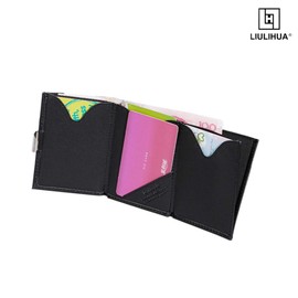 LIULIHUA The Ultimate Front Pocket Compact Minimalist Wallet - Black Leather