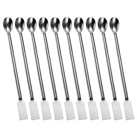 10 Pcs 20cm Stainless Steel Lab Spoons Micro Scoop Spoons Mixing Spatulas Long Handle Measuring Spoons with Double Side for Laboratory Sample