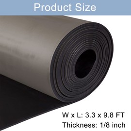 Nisorpa 3.3x9.8 ft 1/8'' Thick Neoprene Rubber Rolls, Solid Rubber Sheet Silicone Rubber Roll Insulated Roll Heatproof Oil Resistance for DIY Gasket/Material Sealing/Garage Floor Mat/Shock